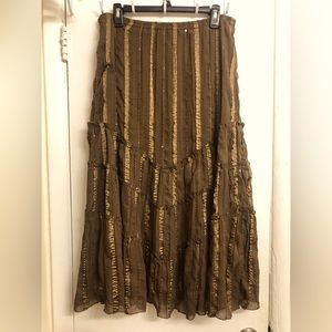 Gorgeous vintage brown and gold tiered skirt